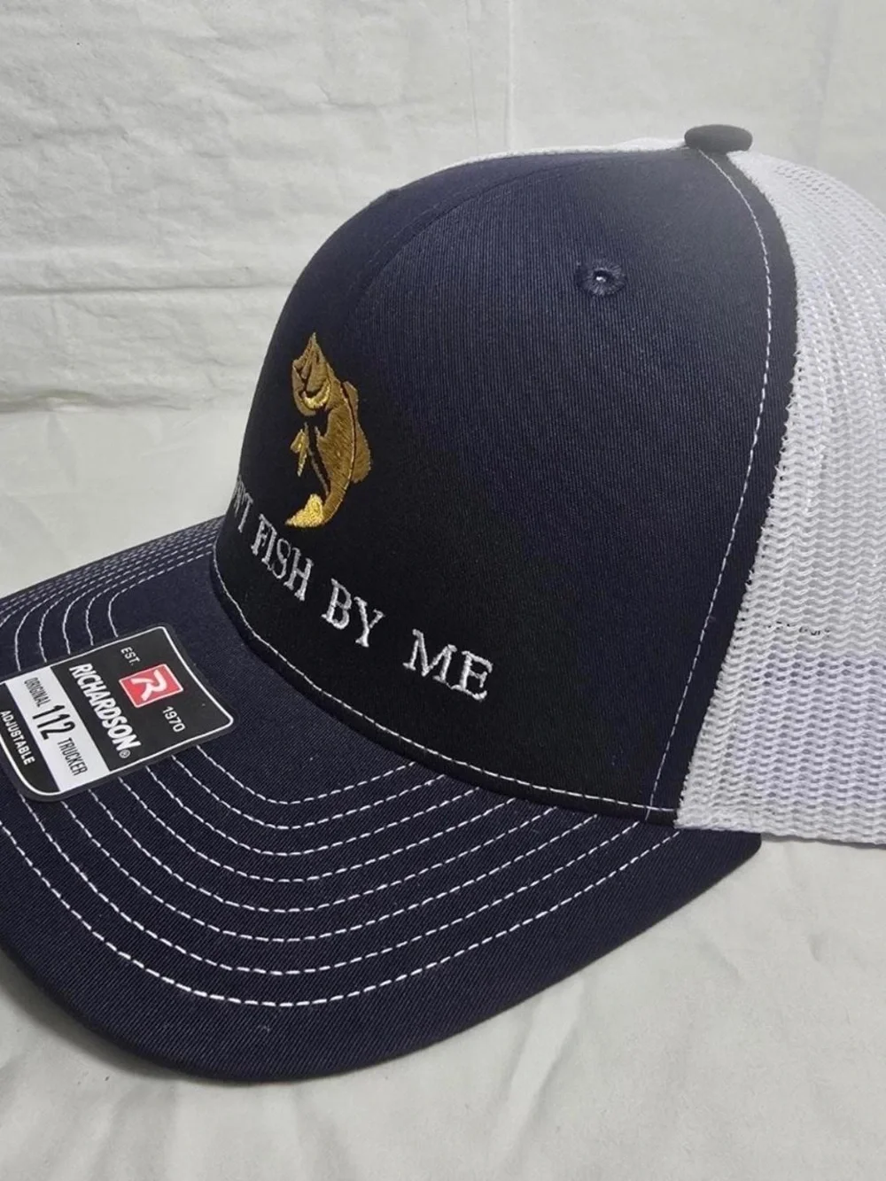 Don’t Fish By Me Richardson 112 Trucker Hat Navy White Snapback Fishing Cap New